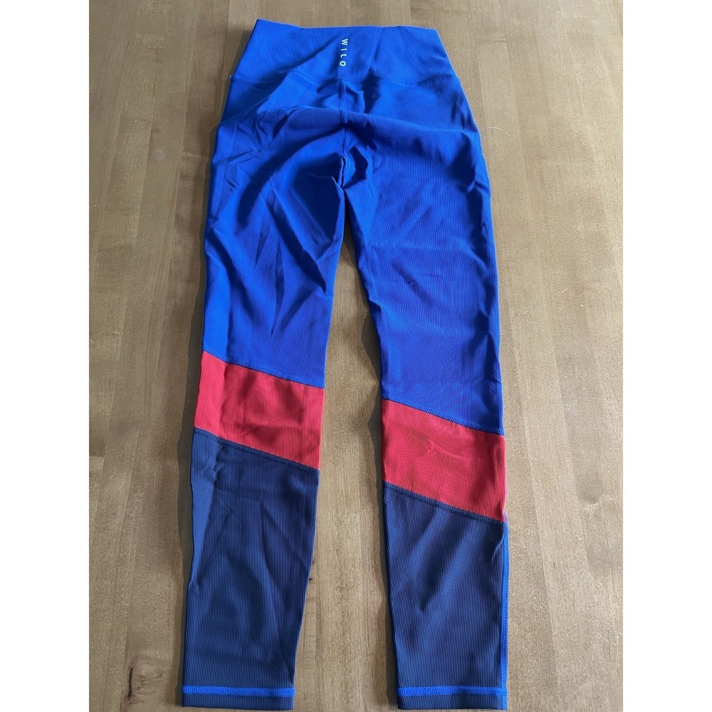 Wilo the Label Women's Ribbed 7/8 Leggings Cobalt Blue Red Size S Small Run Yoga - Picture 8 of 9